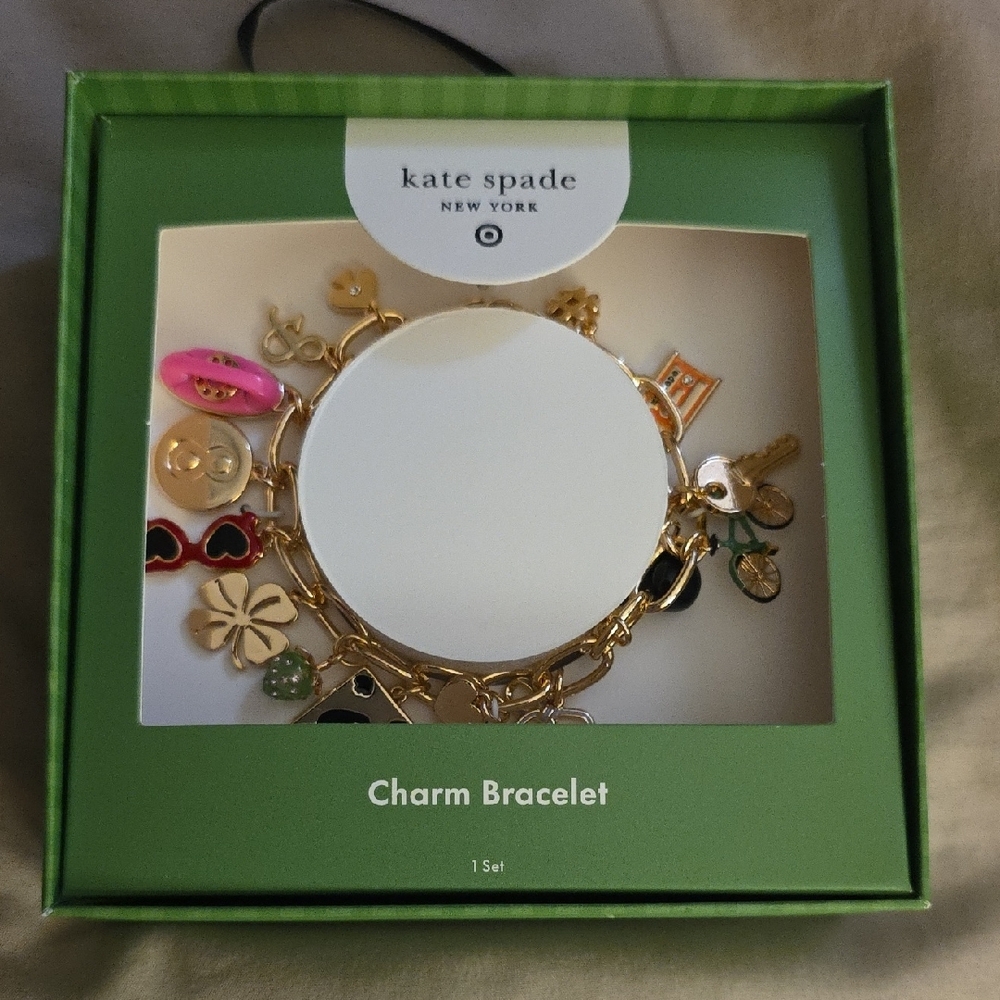 Kate Spade Gold and Pink Charm Bracelet